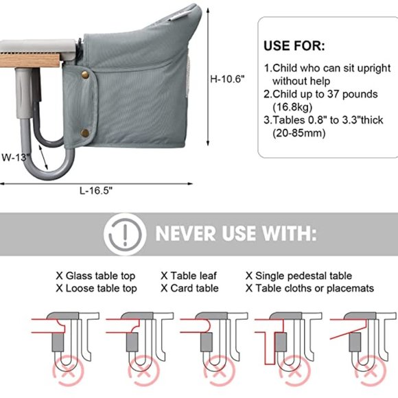 VEEYOO Clip On High Chair Folding Fast Table Chair with Storage Bag (Pre-owned) - Picture 4 of 8